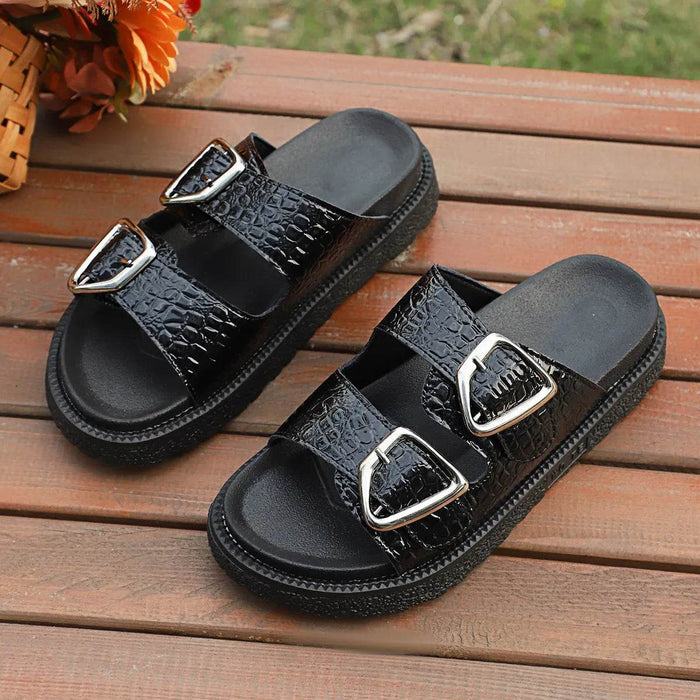 Double Buckle Platform Sandals - Byyde