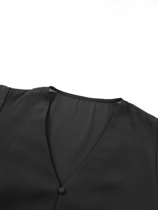 V-Neck Tie-Front Flutter Sleeve Blouse - Byyde