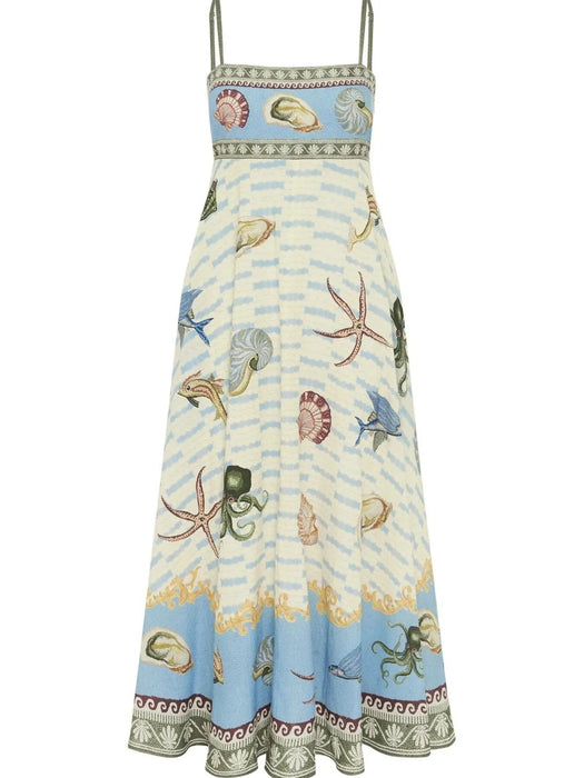 Printed Square Neck Maxi Cami Dress - Byyde
