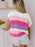 Color Block Notched Short Sleeve Knit Top - Byyde