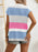 Color Block Notched Short Sleeve Knit Top - Byyde
