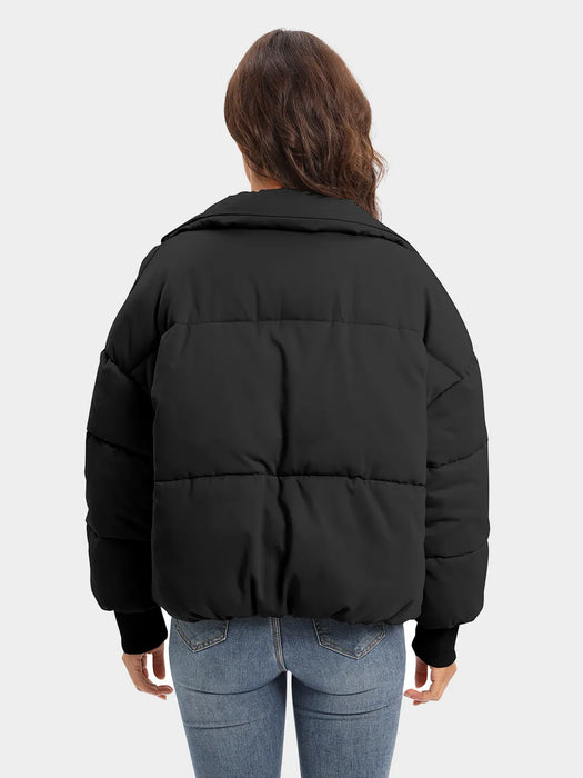 Zip Up Turtleneck Long Sleeve Puffer Jacket - Byyde