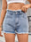Washed Raw Hem Denim Shorts - Byyde