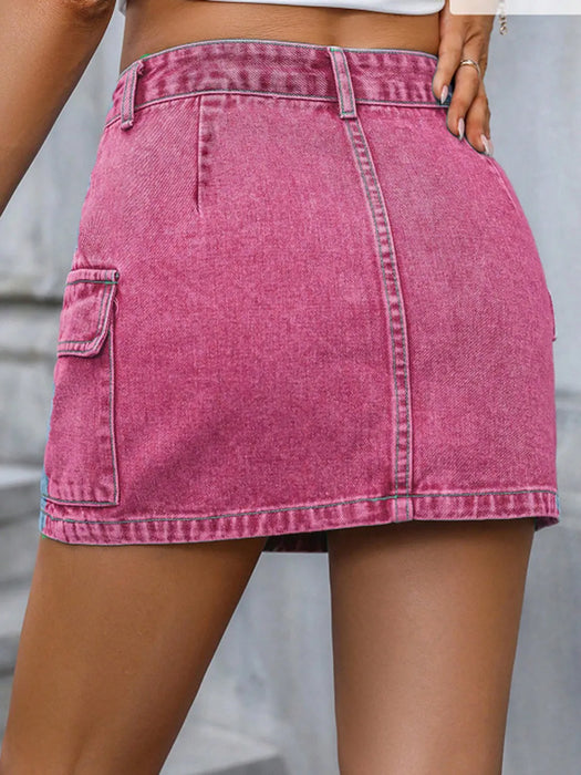 Pocketed Denim Mini Skirt - Byyde