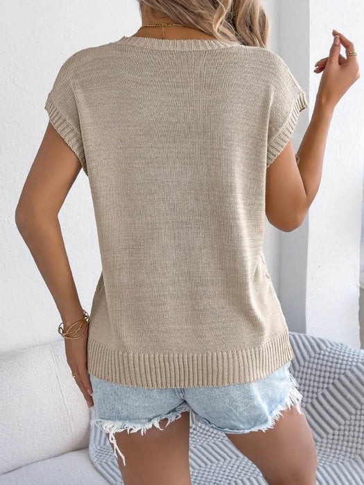 Cable-Knit Round Neck Knit Top - Byyde