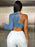 One Shoulder Long Sleeve Cropped Denim Top - Byyde