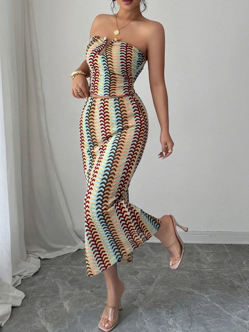 Printed Tube Top and Skirt Set - Byyde