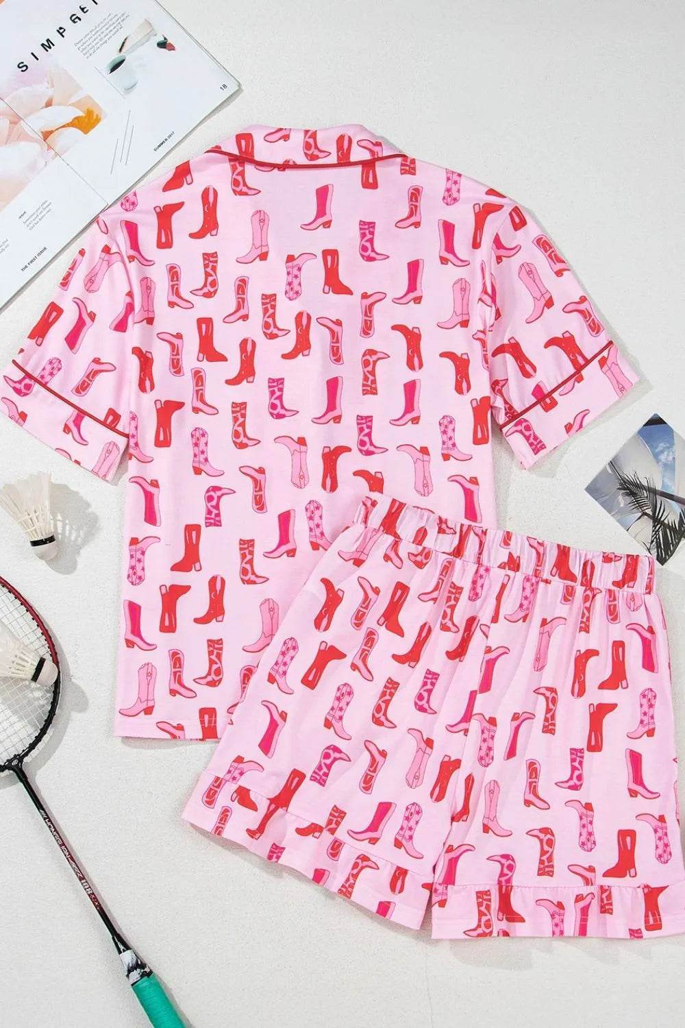 Cowgirl Boots Printed Shirt and Shorts Set - Byyde