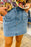 Acid Wash Bowknot Details High Waist Denim Skirt - Byyde