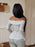 Off-Shoulder Long Sleeve Fitted T-Shirt - Byyde