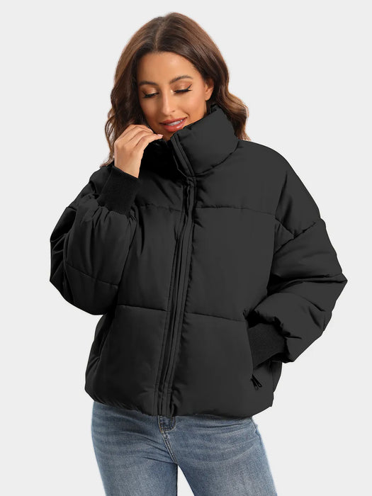 Zip Up Turtleneck Long Sleeve Puffer Jacket - Byyde