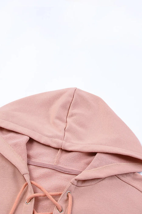 Lace Up Long Sleeve Hoodie - Byyde
