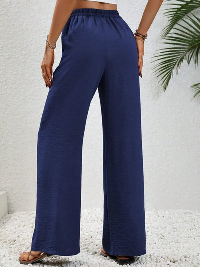Wide Leg Drawstring Pants - Byyde