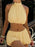 Button Back Halter Crop Top and Shorts Set - Byyde