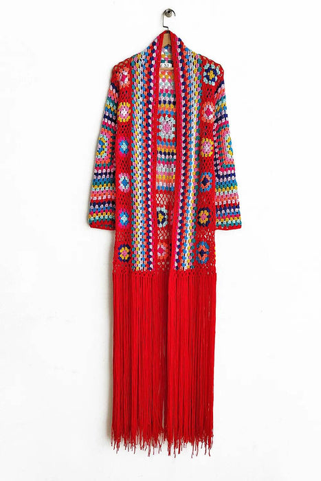 Fringe Tied Long Sleeve Cardigan - Byyde