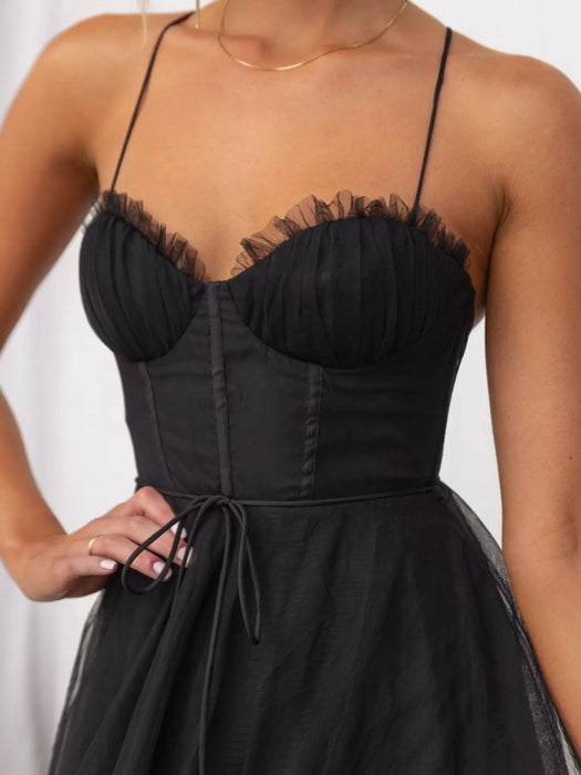 Sweetheart Neck Tulle Midi Dress - Byyde