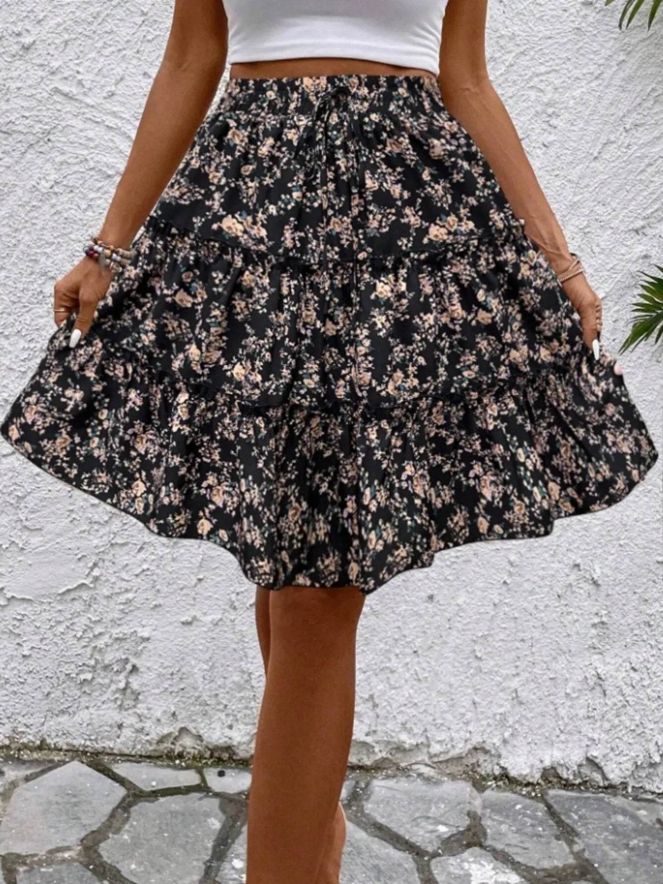 Floral Print Midi Skirt - Byyde
