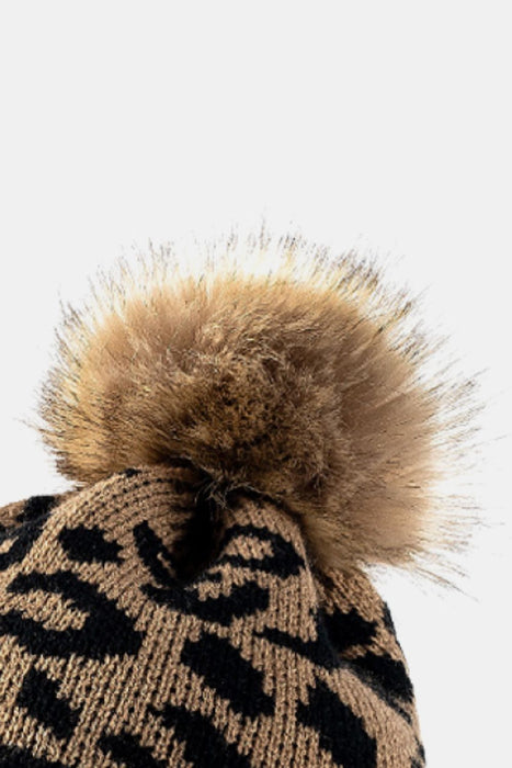 Leopard Pom-Pom Cuffed Beanie - Byyde