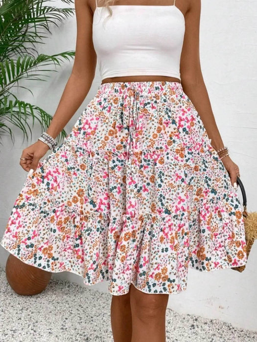 Floral Print Midi Skirt - Byyde