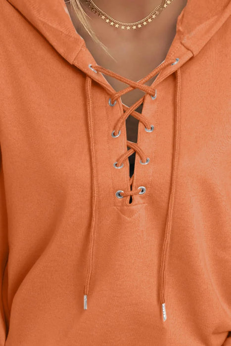 Lace Up Long Sleeve Hoodie - Byyde