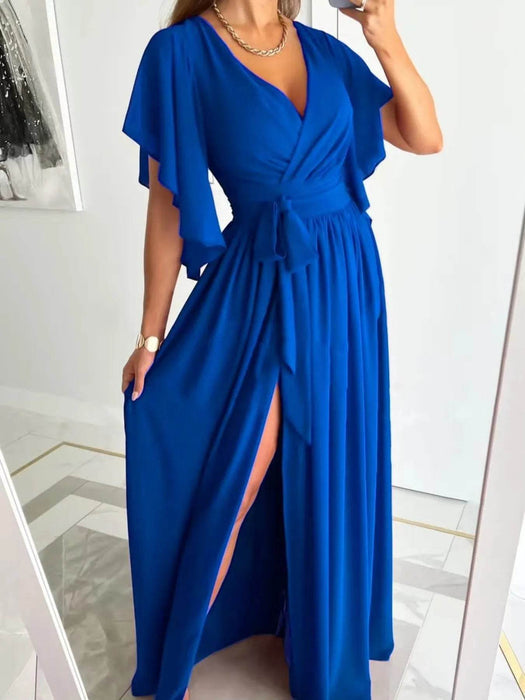 Flutter Sleeve Surplice Tie Waist Dress - Byyde