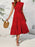 Frill Mock Neck Ruffled Cap Sleeve Midi Dress - Byyde