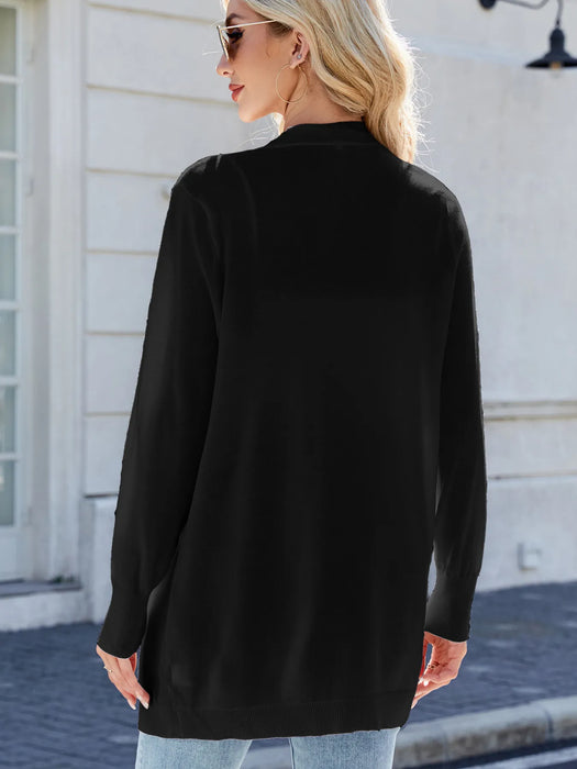 Striped Open Front Cardigan with Relaxed Fit - Byyde