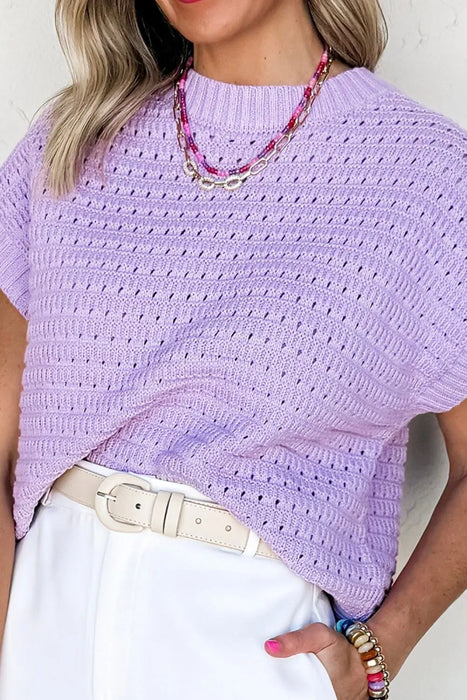 Short Sleeve Knit Sweater Top - Byyde