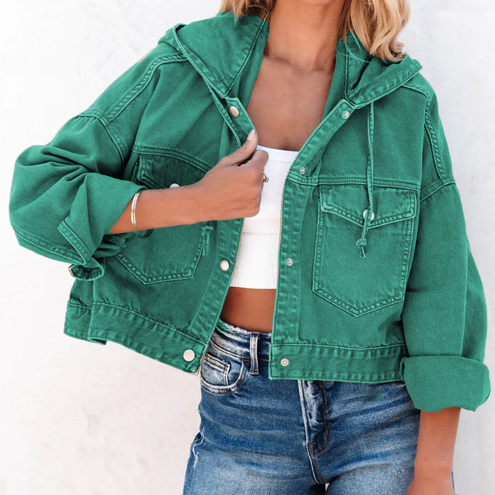 Hooded Dropped Shoulder Denim Jacket - Byyde