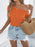 Openwork Single Shoulder Short Sleeve Knit Top - Byyde
