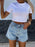 High Waist Wash Denim Shorts - Byyde