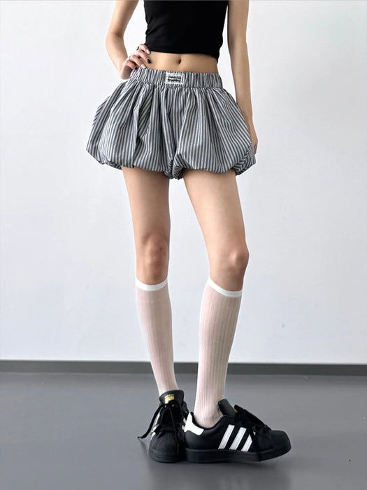 Striped Bubble Hem Casual Shorts - Byyde