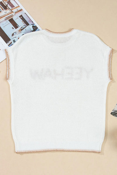 YEEHAW Stitch Edge Crew Neck Knit Top - Byyde
