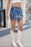 Criss-Cross Waist Detail Denim Mini Skirt - Byyde