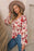 Floral V-Neck Drawstring Peplum Blouse - Byyde