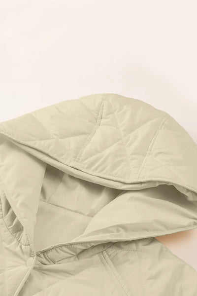 Snap Down Long Sleeve Quilted Winter Coat - Byyde