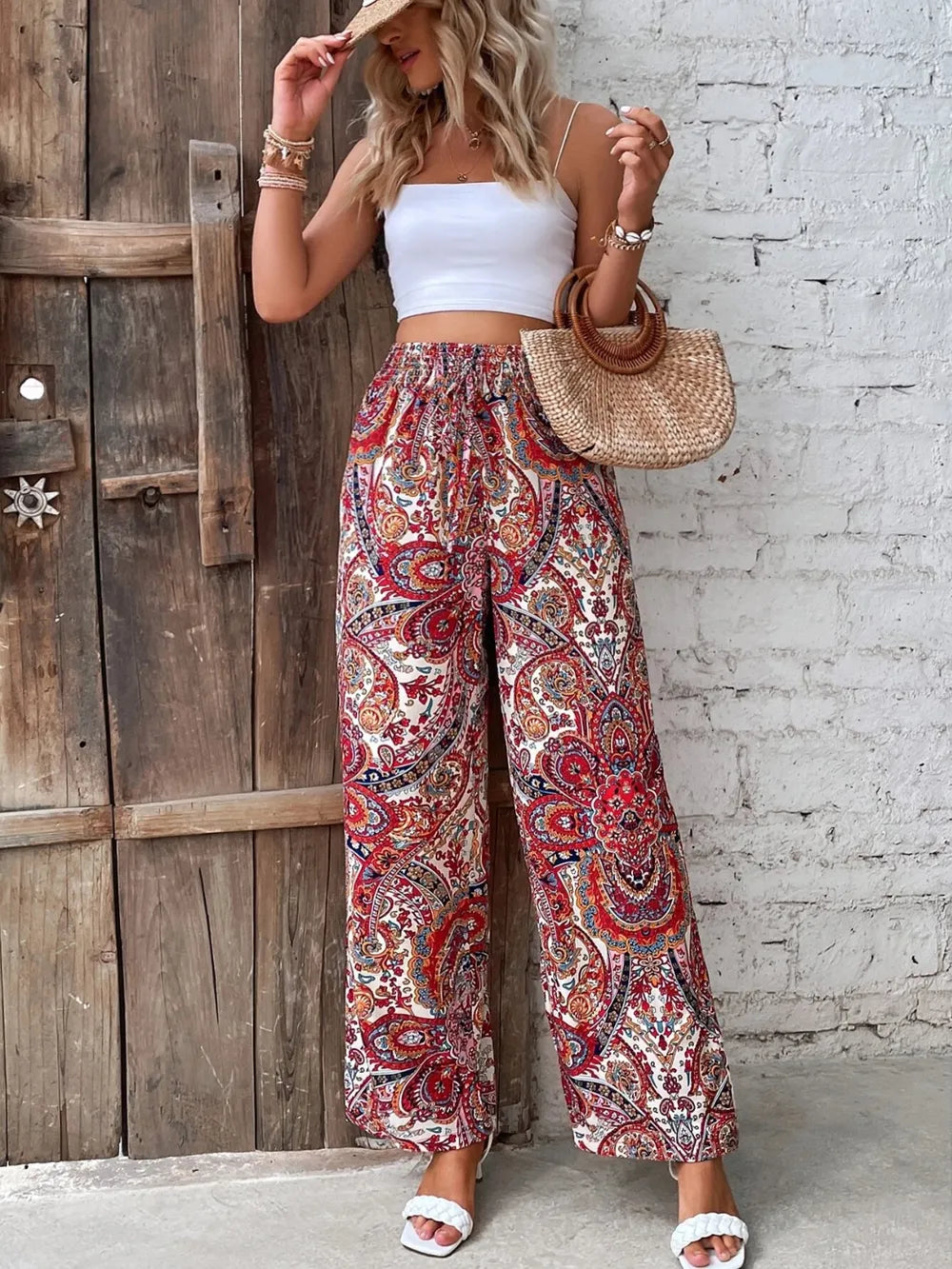 Printed Wide Leg Pants - Byyde