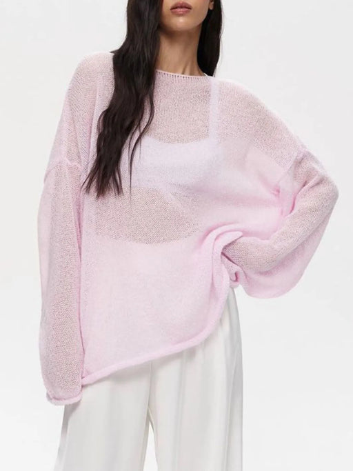 Oversized Drop Shoulder Sheer Knit Top - Byyde