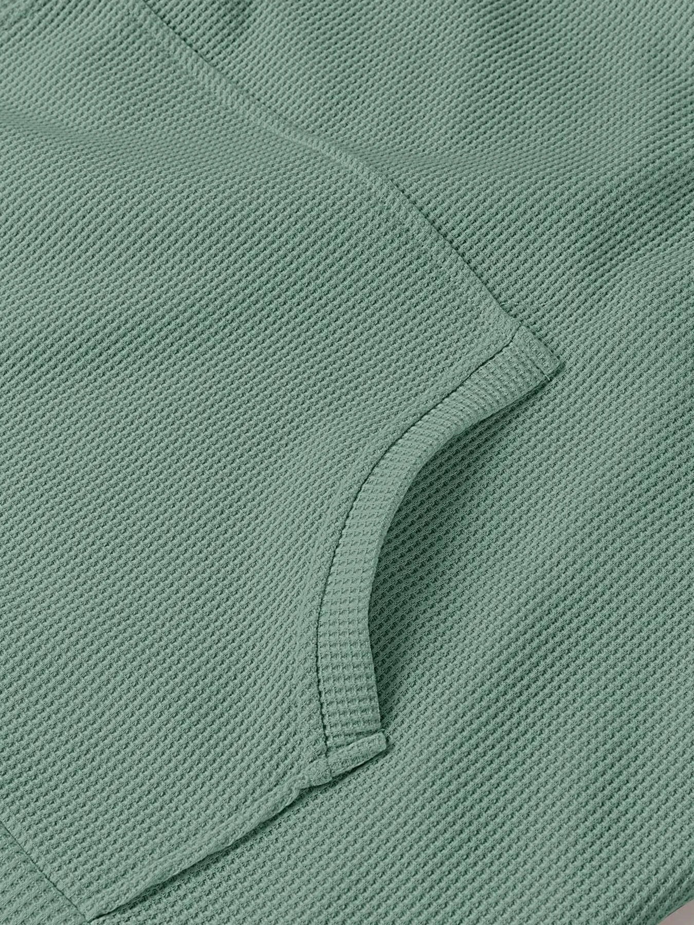 Slit Drawstring Waffle Knit Hoodie - Byyde