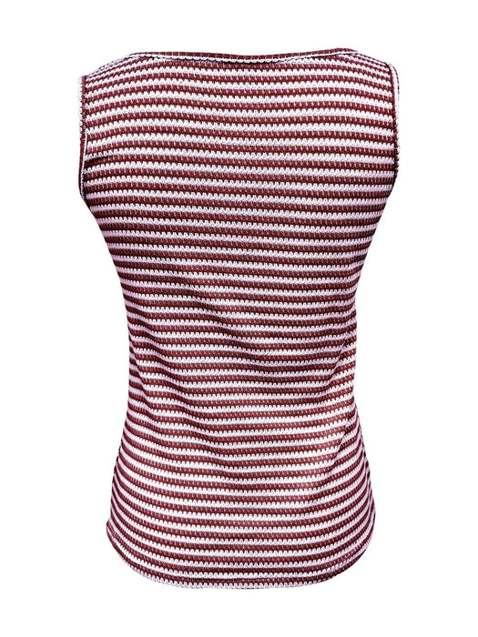 Striped Round Neck Tank Top - Byyde