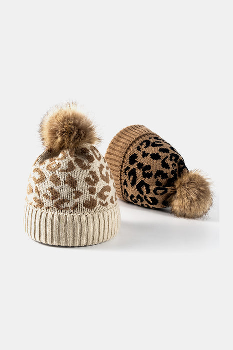Leopard Pom-Pom Cuffed Beanie - Byyde