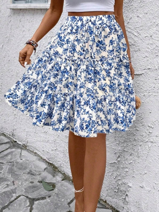 Floral Print Midi Skirt - Byyde