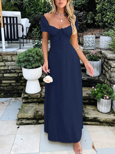 Devine Sweetheart Neck Short Sleeve Maxi Dress - Byyde