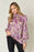 Double Take Full Size Printed Smocked Long Sleeve Blouse - Byyde