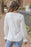Openwork Notched Flounce Sleeve Blouse - Byyde