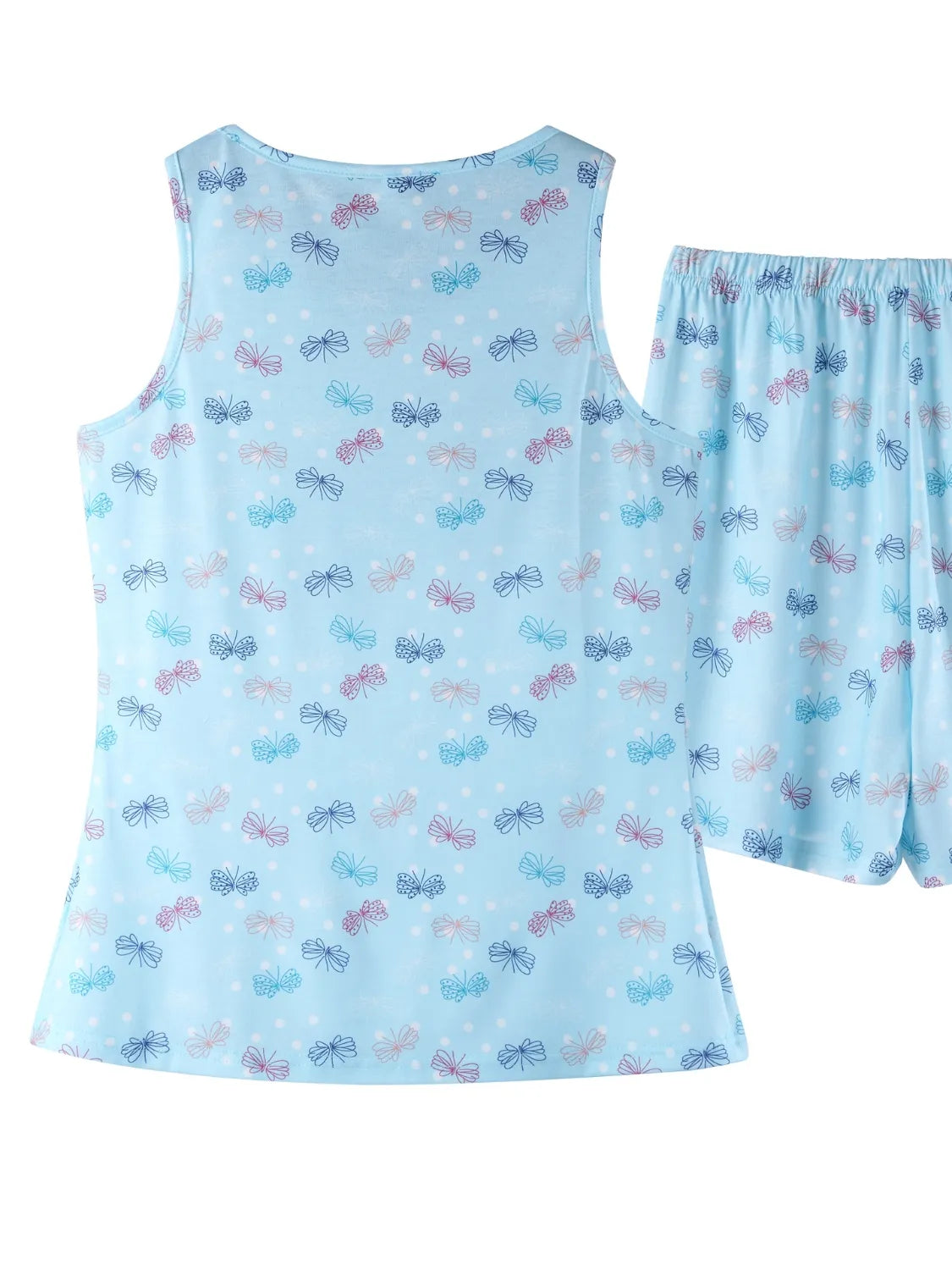 Printed Round Neck Top and Shorts Lounge Set - Byyde