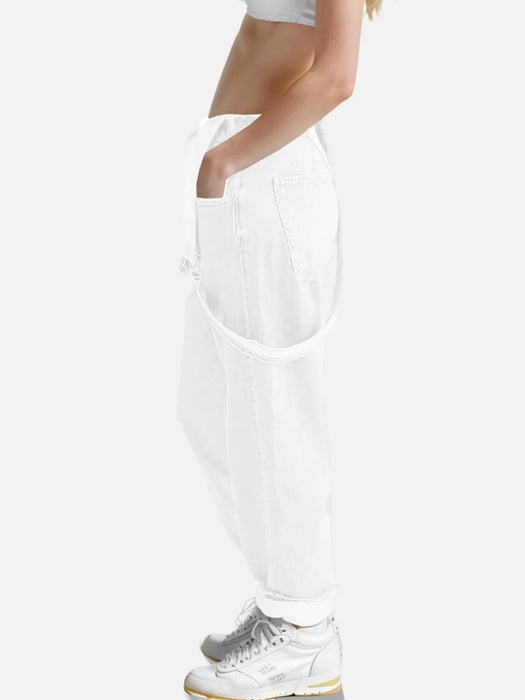 Square Neck Wide Strap Denim Overalls - Byyde