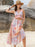 Printed V-Neck Top and Midi Skirt Set - Byyde