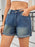 High Waist Rolled Hem Gradient Denim Shorts - Byyde