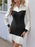 Two Tone Pleated Long Sleeve Shirt Dress - Byyde